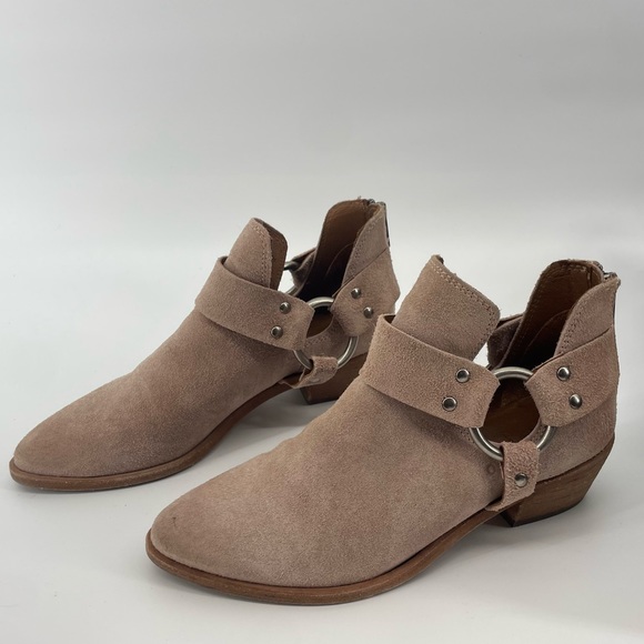 Frye Suede Ray Harness Back-Zip Ankle Booties with Cut out - Size 6 - Picture 10 of 11